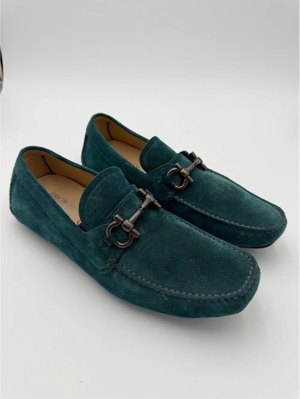 Salvatore Ferragamo Gancini Loafers Teal Mens Size 11/44